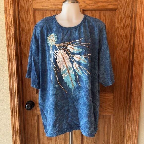 LYNEE APPAREL Vintage 1996 Southwestern Puffy Tie Dye Oversized Tee - Picture 3 of 13